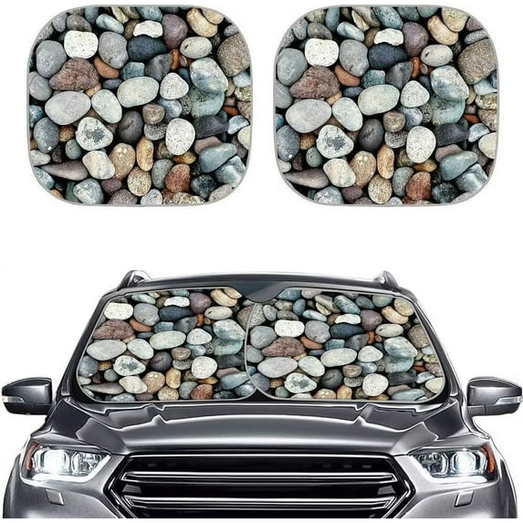 CYU SHOP Windshield Sun Shade Automotive Window Shades, Goose Soft Stone, 2 pieces