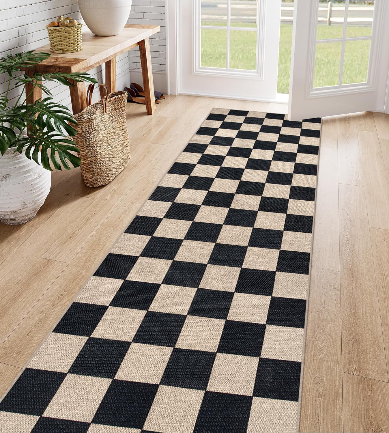 CYUIBIPO Checkered Easy Jute Carpet 3x5 Outdoor Rug Washable for ...