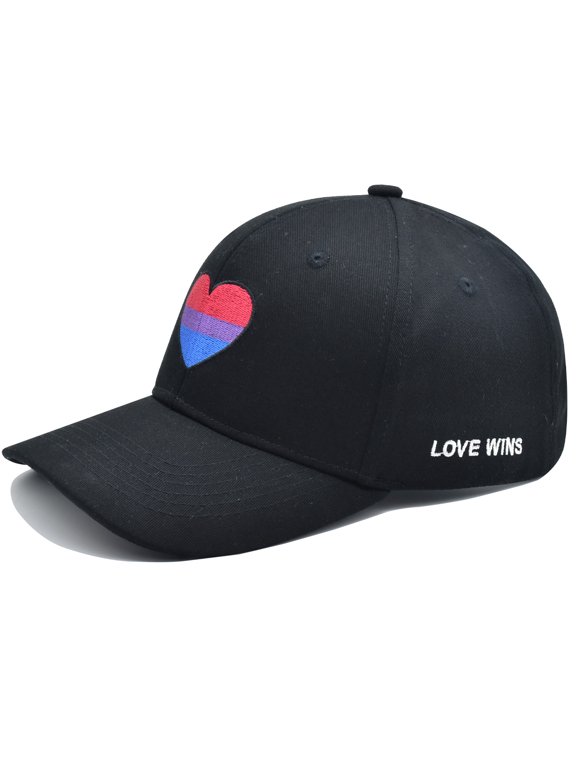 LGBT Pride Trucker Hat, Embroidered Rainbow Heart Hat, Adjustable Gay Lesbian Love Baseball Cap for Men Women