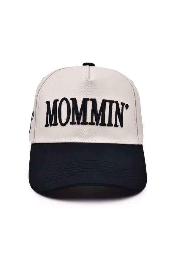 Mommin Trucker Hat for Women, New Mom Gifts for Wife, Mothers Day Birthday Gifts from Daughter Son Husband, 3D Embroidered Mom Baseball Cap, Adjustable Vintage Two Tone Mama Hat for Casual