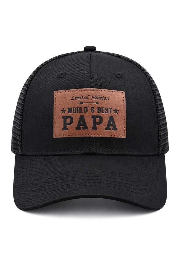 Papa Trucker Hat, Men Hats Gifts for Christmas Father's Day Birthday, Adjustable Leather Pattern Baseball Cap