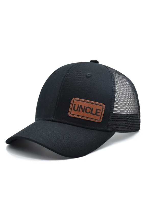 Uncle Hat for Men, Gifts For Uncles, Leather Patch Adjustable Uncle Trucker Baseball Caps For Father's Day Birthday Gift