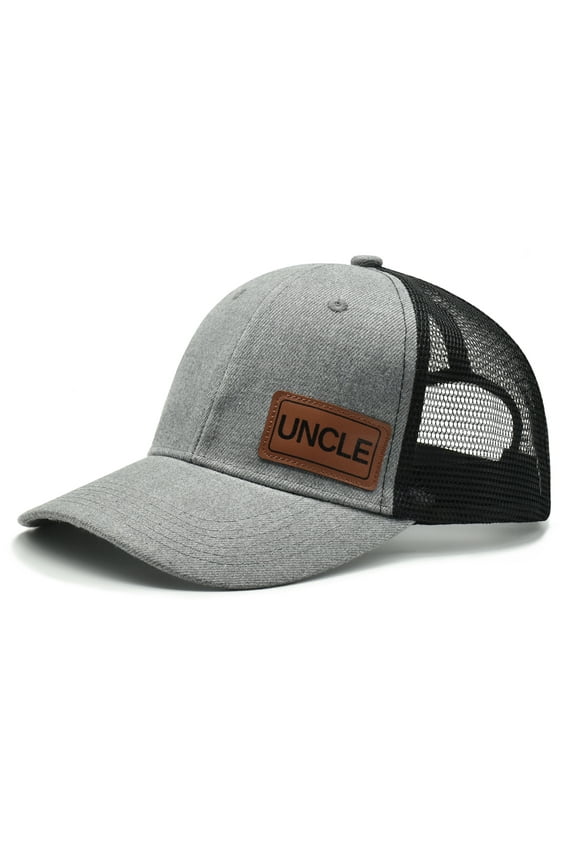 Uncle Hat for Men, Gifts For Uncles, Leather Patch Adjustable Uncle Trucker Baseball Caps For Father's Day Birthday Gift
