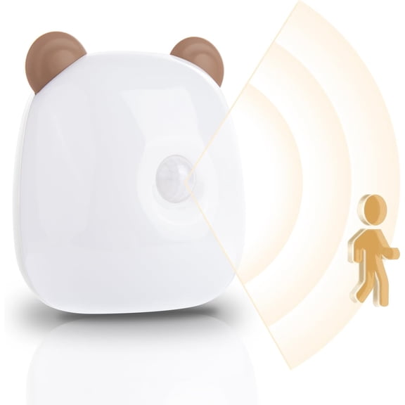 CYYI Bear Night Light for Kids, Motion Sensor LED Lamp with Rechargeable Battery, Warm White 4000K, Portable for Bedroom Hallway Bathroom (Brown)