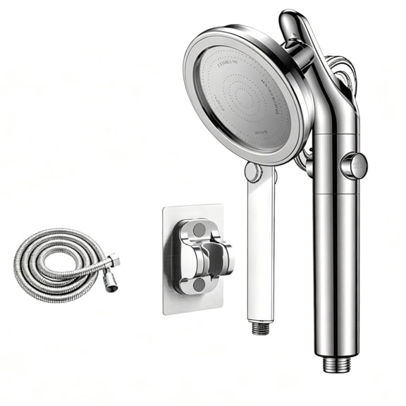 CYYI High Pressure Handheld Shower Head Set Stainless Steel Spray Panel with ON/OFF Switch, 1.5m Hose, Adjustable Bracket, Universal Fit for Bathroom