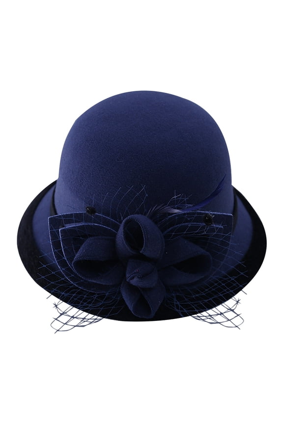 Cloche Hats Cloche Hats womens fedora sun hat church hats Women Church Hats Vintage Bowler Hat felt hats for women Bucket Hats 1940s hats for women Blue M
