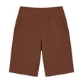 thumbnail image 1 of CYYOLLPF Cotton Linen Shorts Beach Culottes Vintage Baggy baggy shorts women paperbag shorts flowy shorts for women Knee-Length Shorts Bermuda Shorts comfort shorts for women Brown S, 1 of 7