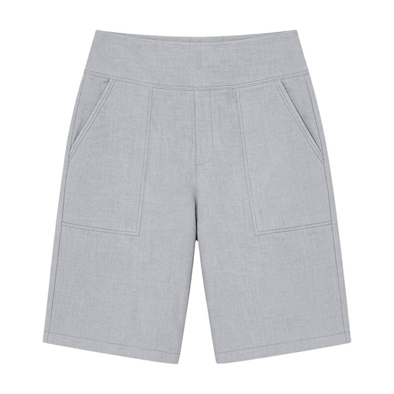 CYYOLLPF Cotton Linen Shorts Long Shorts for Women Beach Culottes Knee-Length Shorts paperbag shorts flowy shorts for women linen cotton blend shorts walking shorts for women Gray M