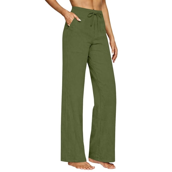 CYYOLLPF Flowy Pants for Women Gaucho Pants for Women Womens Pants Sweatpants Sweat Pants for Womens Lounge Pants Women Beach Vacation Outfits for Women Boho Pants for Women Green L