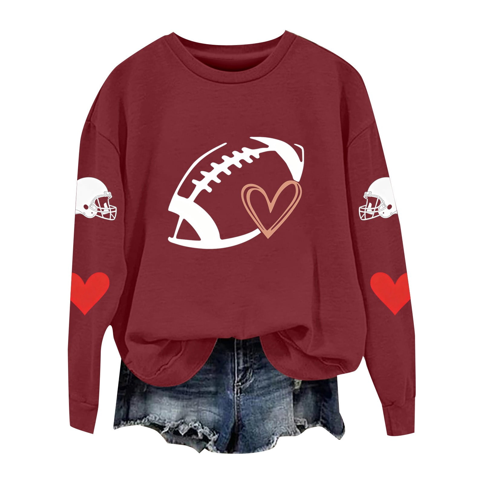 CYYOLLPF Game Day Sweatshirts for Women Soft Comfortable Fabric Retro ...