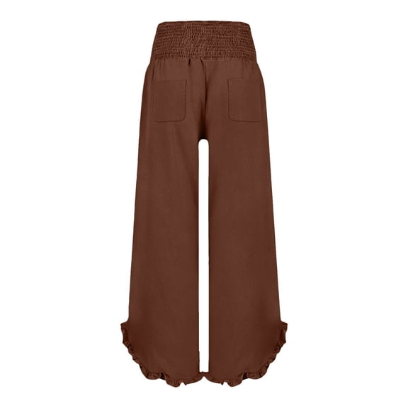 CYYOLLPF Linen Pants for Women Beach Vacation Clothes linen pants set Linen Lounge Set 2 Piece Gauze Cotton Boho Peasant Shirt Peasant Outfits plus size pajama pants Brown L
