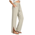 thumbnail image 1 of CYYOLLPF Linen Pants Women Yoga Sweatpants Pull on Pants Workout Pants Gaucho Pant Business Work Pants with Pockets Pleated Capri Cotton Linen Sweatpants Cropped Linen Pants Women Beige L, 1 of 7