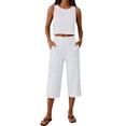 thumbnail image 1 of CYYOLLPF Linen Sets for Women 2 Piece Gauze Cotton gauze set two piece sets for women linen pants set Boho Peasant Shirt Gauze Loungewear Sets 2 piece going out set White XL, 1 of 9