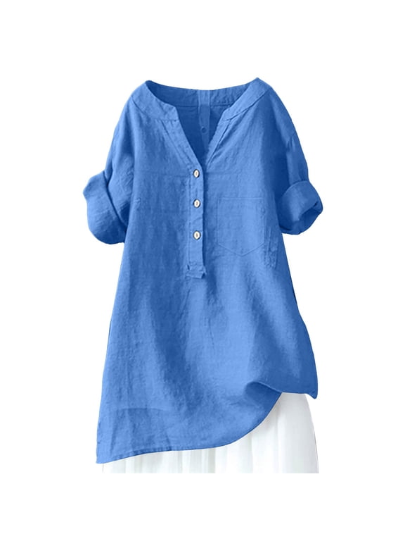 Linen Shirts for Women gauze shorts for women Beach Resort Pants ruffle shorts flowy shorts for women Vintage Baggy paperbag shorts Classic Fit kaftan dresses for women Blue L