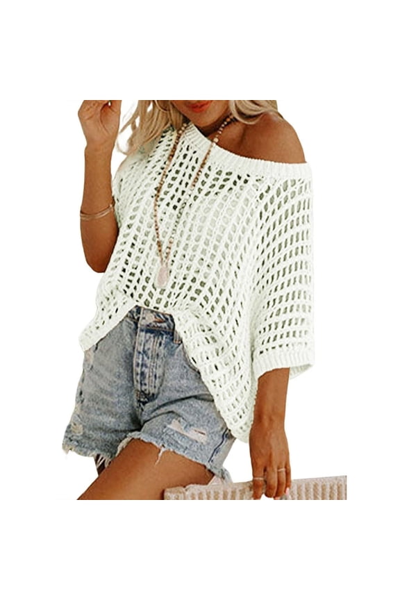 Mesh Long Sleeve Top Going Out Tops for Women Sheer Cover Up Shawl Wrap Off the Shoulder Tops for Women Sheer Cardigan Mesh Long Sleeve Cover Up Beachwear White L