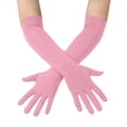thumbnail image 1 of CYYOLLPF Stretchy Ruched Sheer Long Gloves Flapper Accessories Opera Gloves Extra Long for Party Dance Breathable Gloves Stretchy Breathable Sheer Mesh Bridal Gloves Tea Party Pink One Size, 1 of 5