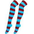 thumbnail image 1 of CYYOLLPF Striped Thigh Highs Thigh High Stockings Stretchy High Socks Thigh High Socks Knee High Socks Leg Warmers Knee High Stockings High Stocking Over the Knee Socks Daily Wear Sky Blue One Size, 1 of 4