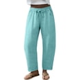 thumbnail image 1 of CYYOLLPF Summer Cotton Linen Pants Linen Barrel Pants Flowy Wide Leg Palazzo Pants Wide Leg Sweatpants Yoga Beach Jogger Pants Capris Boho Summer Split Hem plus size pajama pants Green M, 1 of 6