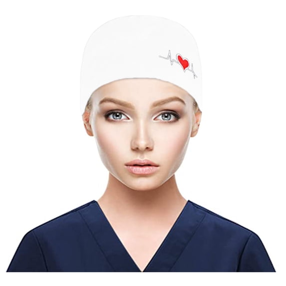 CYYOLLPF Surgical Cap Hair Cover Chef Hat Ponytail Scrub Cap Headwear for Chefs Sweat Caps Medical Hat Bouffant Scrub Caps Comfort Fit Double-sided Tie Back Bouffant Hat White One Size
