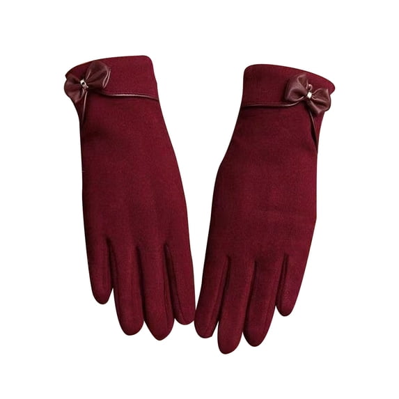 CYYOLLPF Warm Gloves for Women Costume Banquet Short Gloves Warm Windproof Gloves Warm Gloves Thermal Gloves for Women Cute Gloves Soft Thick Fleece Lining Glove Everyday Wear Red One Size