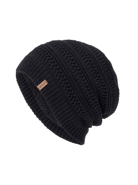 Winter Hat High Stretch Baggy Fit Ski Cap Warm Beanie Long Baggy Hat Oversized Slouch Beanie Snowboard Beanie Fleece Lined Warm Hat Winter Hat Black One Size