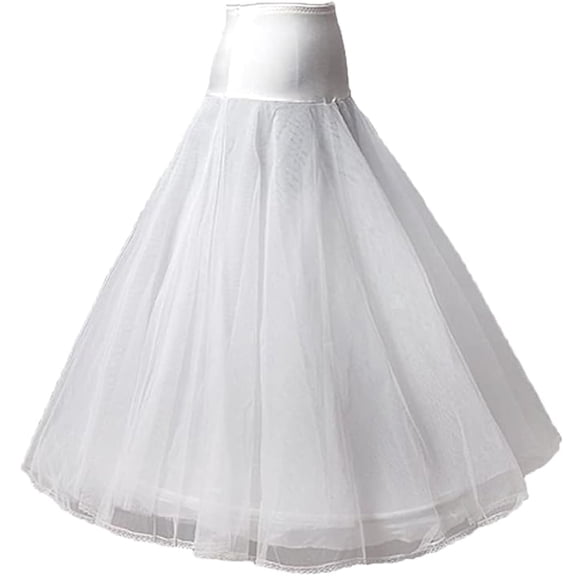 CYYPLAS Women Wedding 1 Hoop 2 Layers Full Slips a-line Petticoat White Underskirt Crinoline for Bridal 1PC