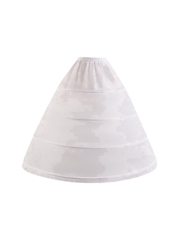 Women 4 Hoops a-line Petticoat Floor Length Crinoline Slips Underskirt White for Wedding Bridal Dress 1PC