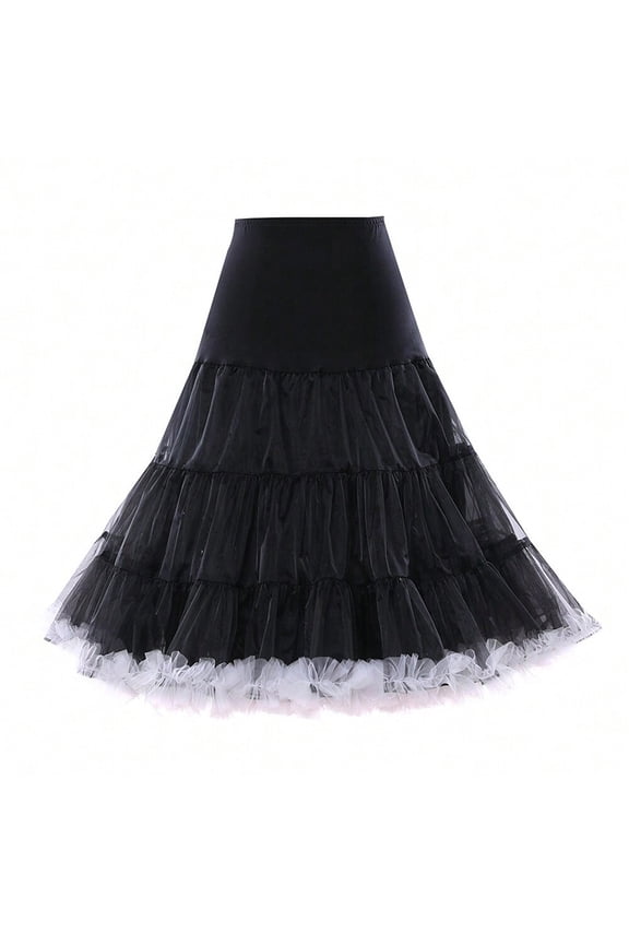 Women's 50s Retro Vintage Petticoat Black 26" Underskirt Crinoline Rockabilly Tutu Skirt Slip Large-X-Large 1PC