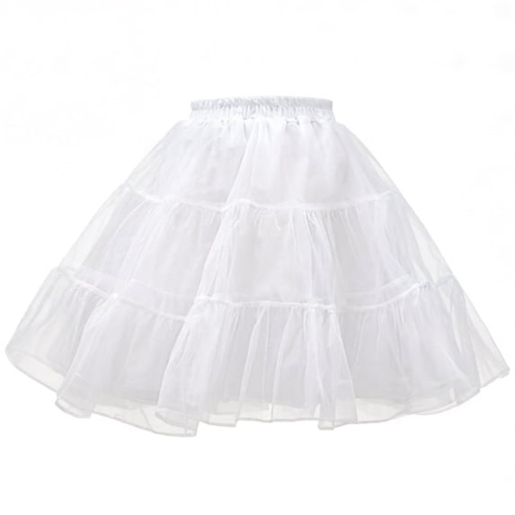 CYYPLAS Women's 50s Vintage Petticoat White A-line Underskirt Crinoline Rockabilly Tutu Skirt Small-Medium