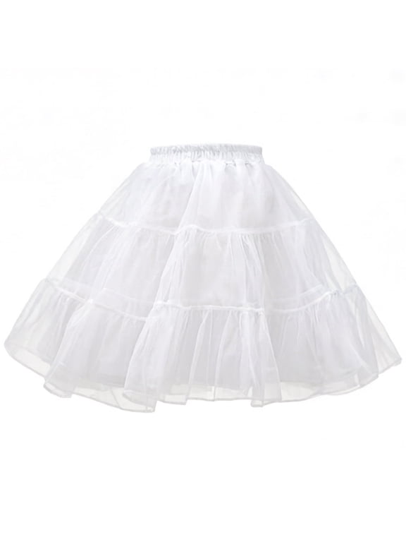 Women's 50s Vintage Petticoat White A-line Underskirt Crinoline Rockabilly Tutu Skirt Small-Medium