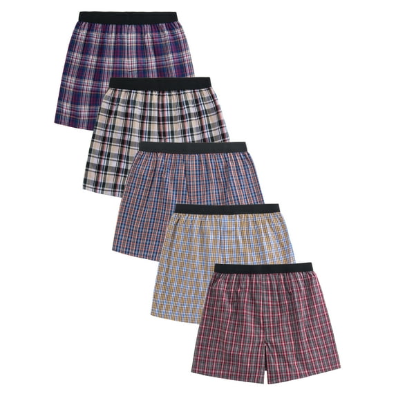 CYZ 5-Pack Men's 100% Cotton Woven Boxers Value Pack-Assorted-L