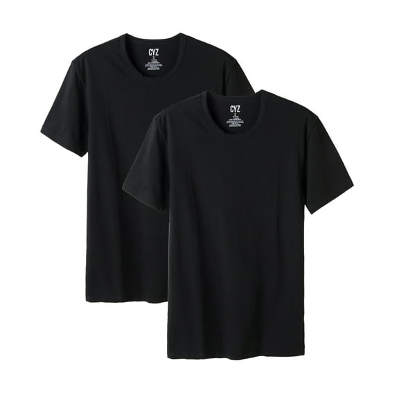 CYZ Mens 2-PK Cotton Stretch Crew Neck Fitted T-Shirt