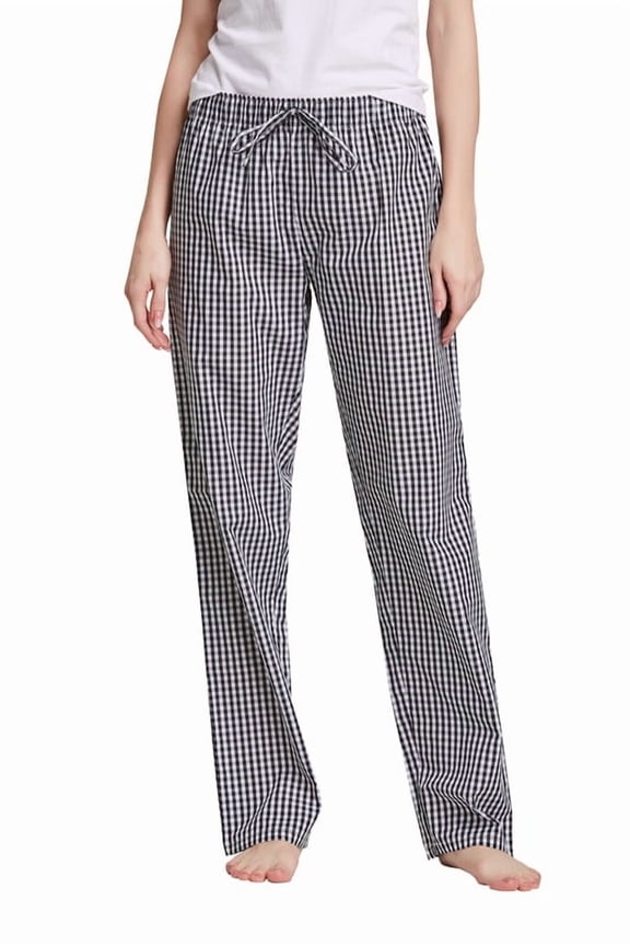 CYZ Women's 100% Cotton Woven Poplin Sleep Pajama Pants, Black White Plaid, Womens Size: Large