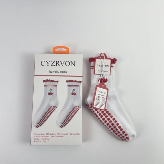 CYZRVON Non-slip socks,Yoga Grip Socks for Women,Non Slip Pilates Grip Socks Long Cotton Grippy Sock for Women Yoga Ballet Barre - S