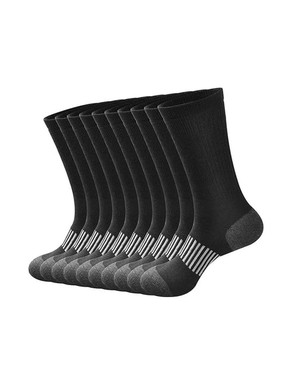 5 Pairs Mens Crew Work Cushion Cotton Socks Long Athletic Durability Breathable Socks