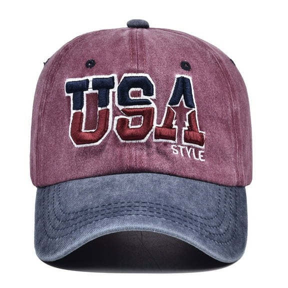 American Flag Baseball Cap - Washed Soft Dad Hat for Unisex with USA Alphabet Embroidery