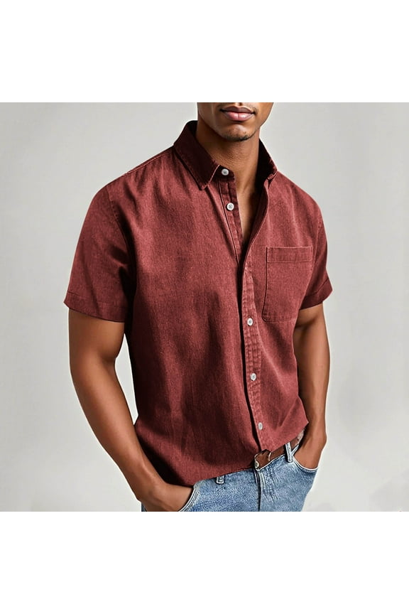 Button Down Shirts for Men Casual Lightweight Short Sleeve Work Shirts Stretch Stain Shield Formal Dress Shirt