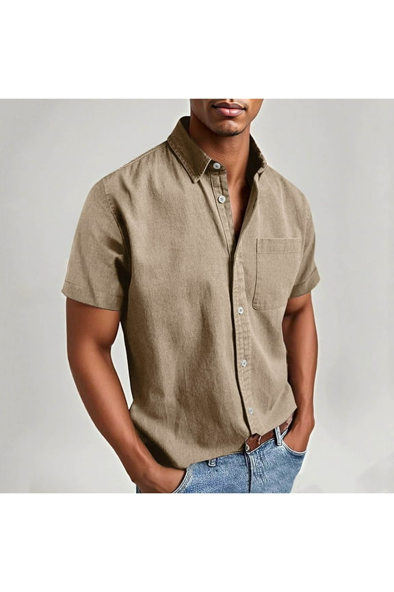 Button Down Shirts for Men Casual Lightweight Short Sleeve Work Shirts Stretch Stain Shield Formal Dress Shirt