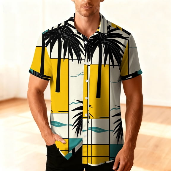 CYiJun Button Down Shirts for Men Stretch Stain Shield Casual Short Sleeve Tops Summer Beach Shirt