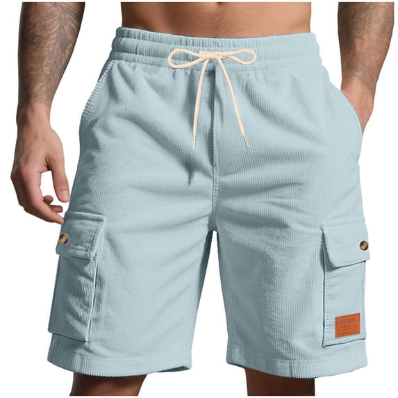CYiJun Casual Cargo Shorts for Men Summer Outdoor Fishing Travel Corduroy Shorts with Multi Pocket