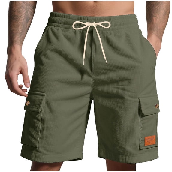 CYiJun Casual Cargo Shorts for Men Summer Outdoor Fishing Travel Corduroy Shorts with Multi Pocket