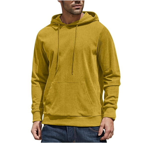 CYiJun Corduroy Hoodies for Men Long Sleeve Essentials Hoodie Casual Breathable Soft Sweatshirts,Size 2XL