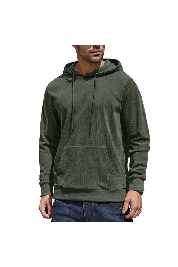 Corduroy Hoodies for Men Long Sleeve Essentials Hoodie Casual Breathable Soft Sweatshirts,Size XL