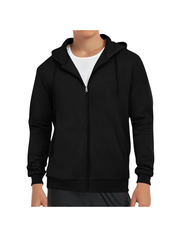 Fleece Full Zip Hoodies for Men Casual Lightweight Zip Up Hooded Sweatshirt,Sizes S-4XL