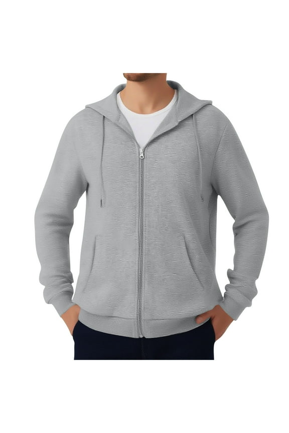 Fleece Full Zip Hoodies for Men Casual Lightweight Zip Up Hooded Sweatshirt,Sizes S-4XL