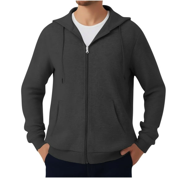 CYiJun Fleece Full Zip Hoodies for Men Casual Lightweight Zip Up Hooded Sweatshirt,Sizes S-4XL