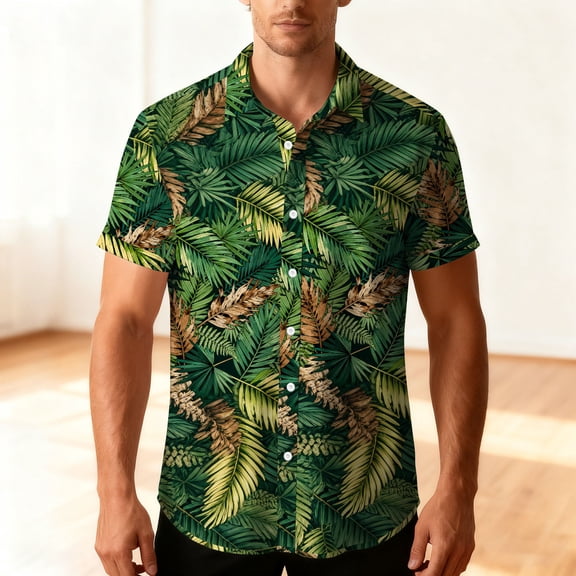 CYiJun George Button Down Shirts for Men Casual Lightweight Button Down Shirt Beach Vacation Summer Short Sleeve Tops