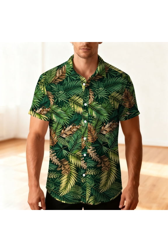 George Button Down Shirts for Men Casual Lightweight Button Down Shirt Beach Vacation Summer Short Sleeve Tops