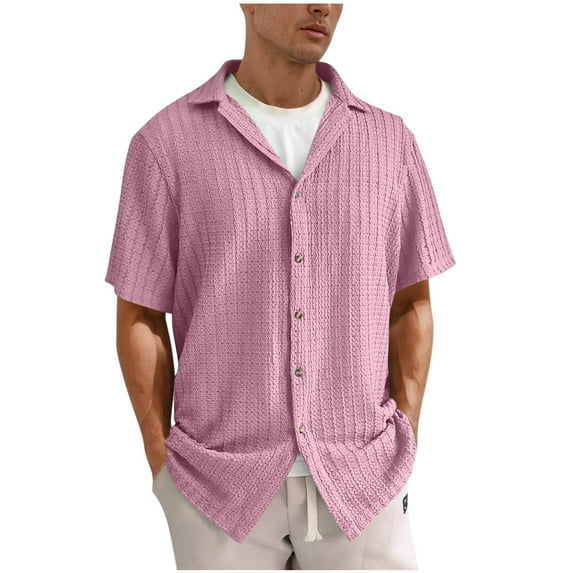 CYiJun George Button Down Shirts for Men Casual Summer Beach Vacation Knit Short Sleeve Hawaiian Shirts