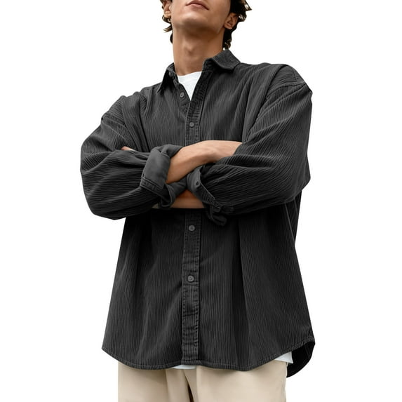 CYiJun George Corduroy Shirt for Men Casual Long Sleeve Soft Work Lightweight Button Down Shirts